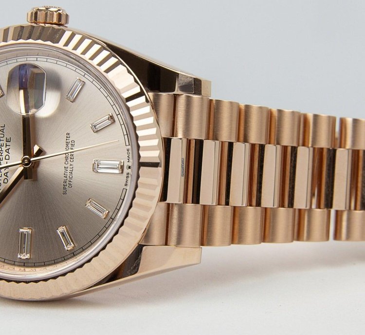 Rolex Day-date 40 Oyster Perpetual Day-date 40 Sundust Factory Baguette Diamonds 18kt Everose Gold 228235