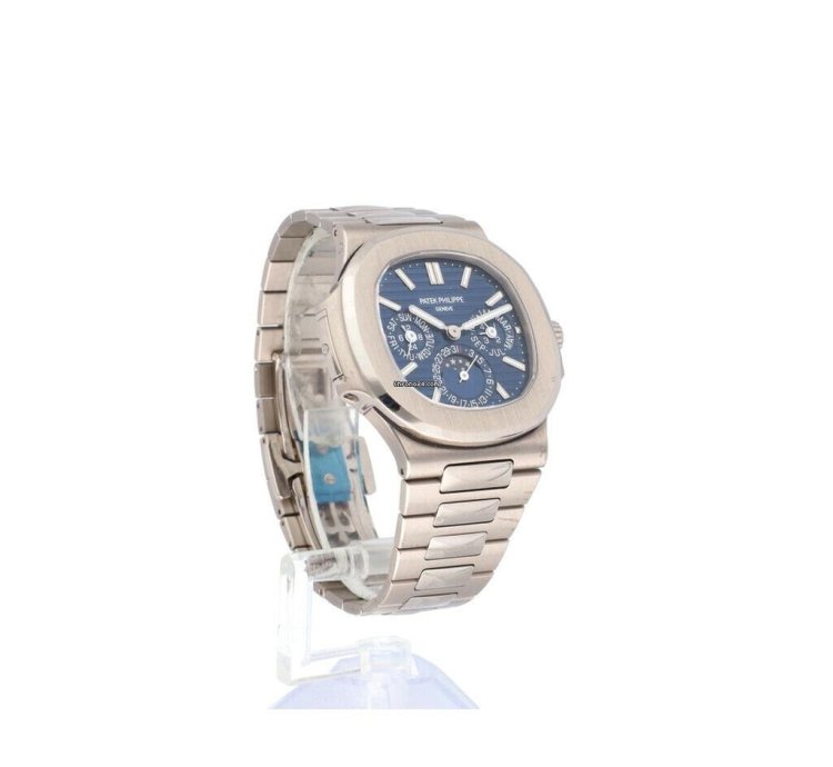 Patek Philippe Nautilus Perpetual Calendar 40 White Gold Blue 2020 Box Papers