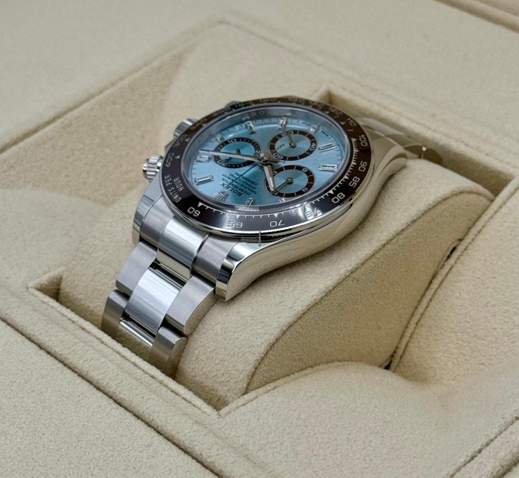 Rolex Daytona New 2025 Daytona 40mm 126506 Platinum Ice Blue Diamond Baguette Dial