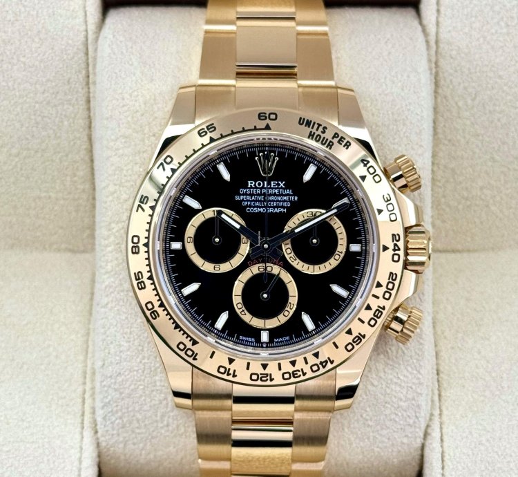 Rolex Daytona New 2025 Daytona 40mm 126508 18k Yellow Gold Black Dial