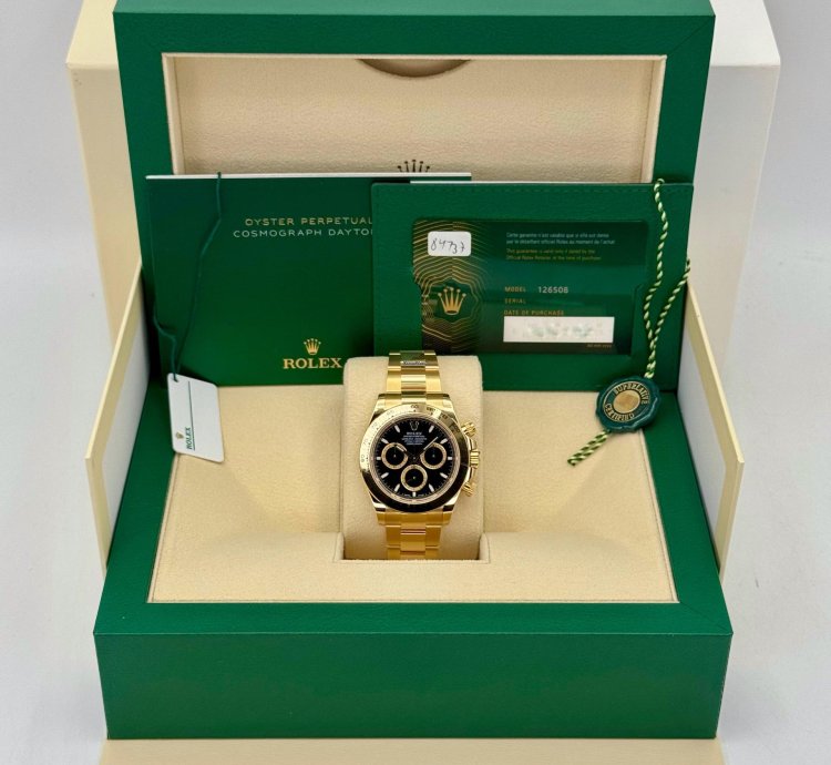 Rolex Daytona New 2025 Daytona 40mm 126508 18k Yellow Gold Black Dial