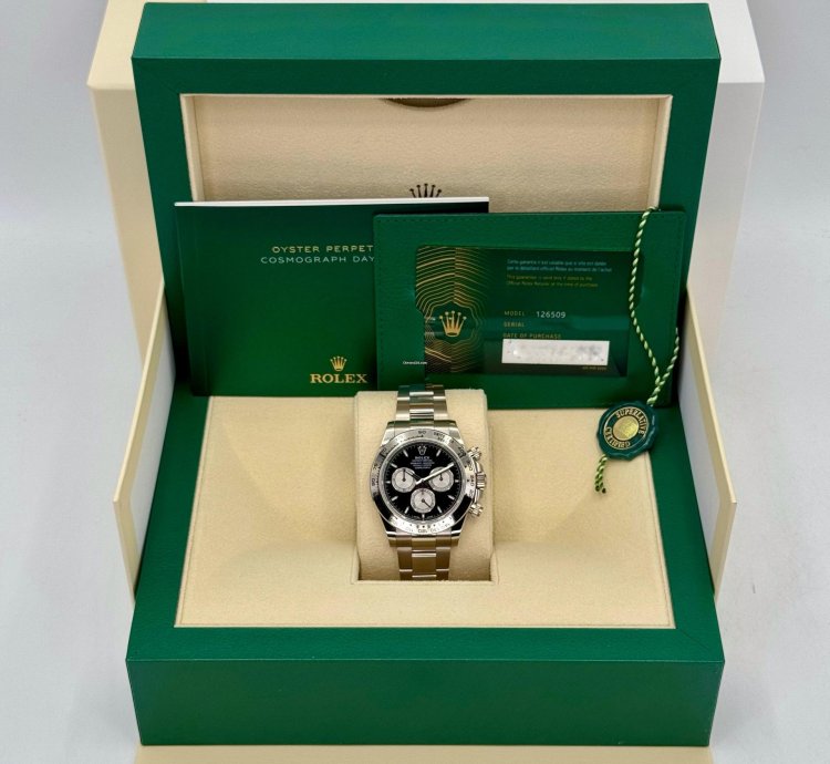 Rolex Daytona New 2025 Daytona 40mm 126509 White Gold Black Dial