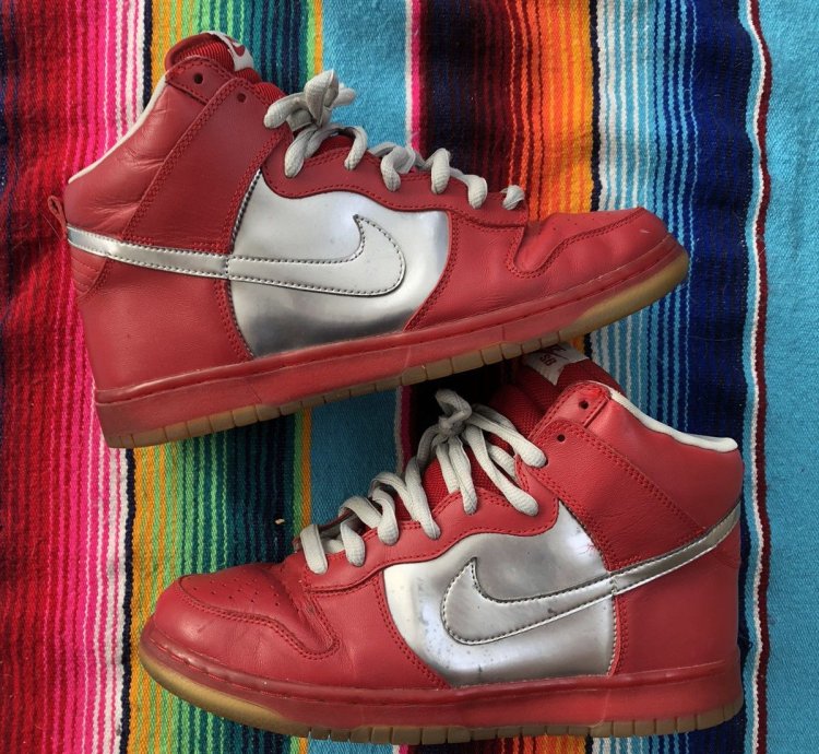 2006 Nike Sb Dunk High Mork And Mindy Red Silver Size 10