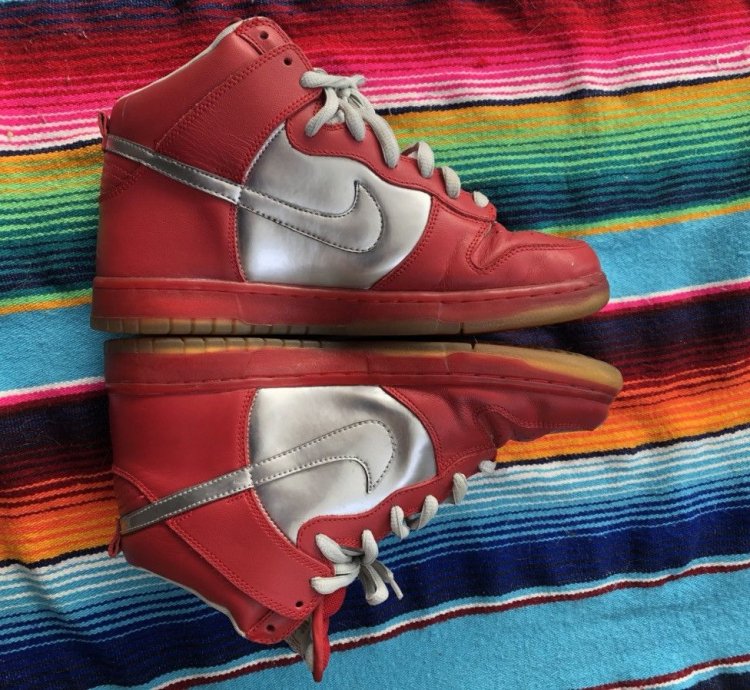 2006 Nike Sb Dunk High Mork And Mindy Red Silver Size 10