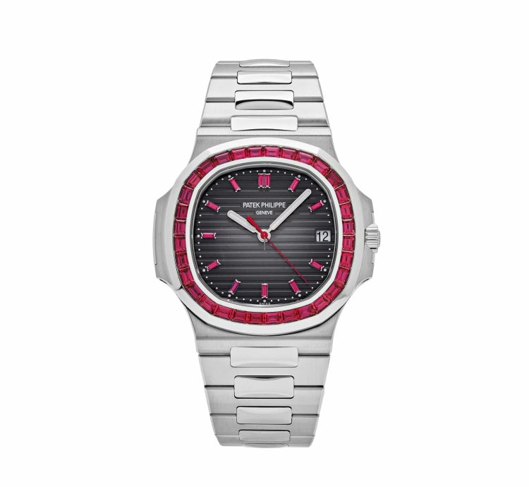 Patek Philippe Nautilus Platinum Grey Dial Ruby Bezel 5711 112p-001