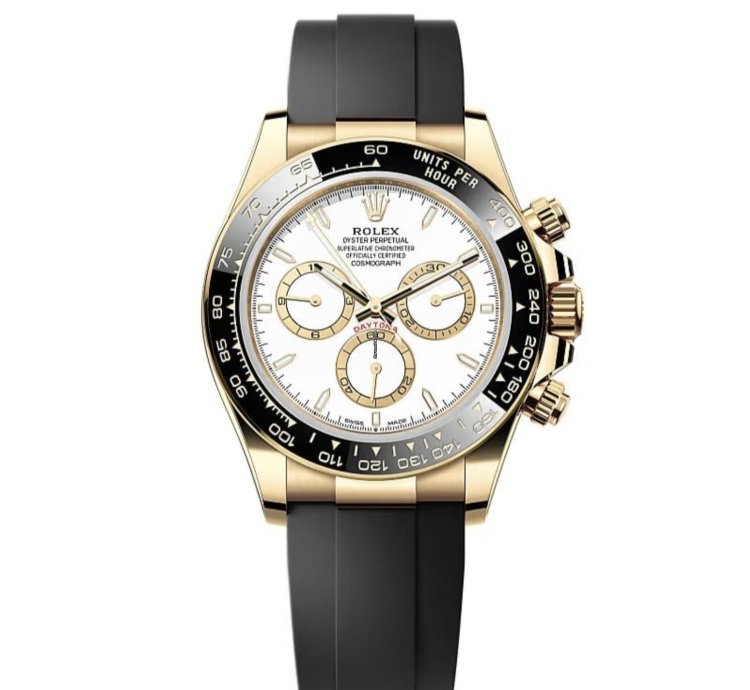 Rolex Daytona New 2025 White Index Dial Yellow Gold Case Ceramic Bezel Oysterflex Strap