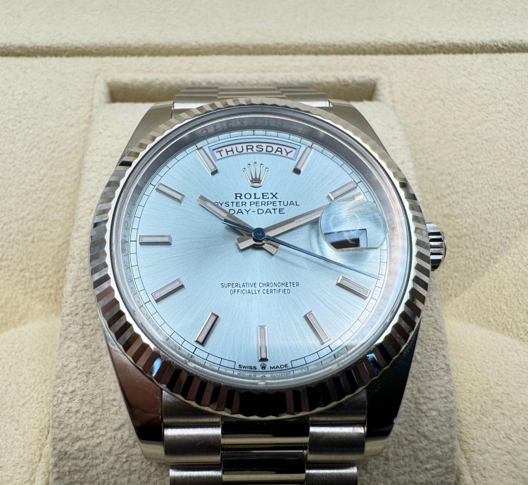 Rolex Day-date 40 Platinum Ice Blue Dial New Unworn 2024