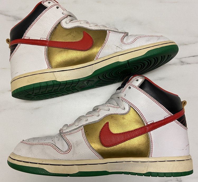 2007 Nike Sb Dunk High Pro Money Cat White Gold Green