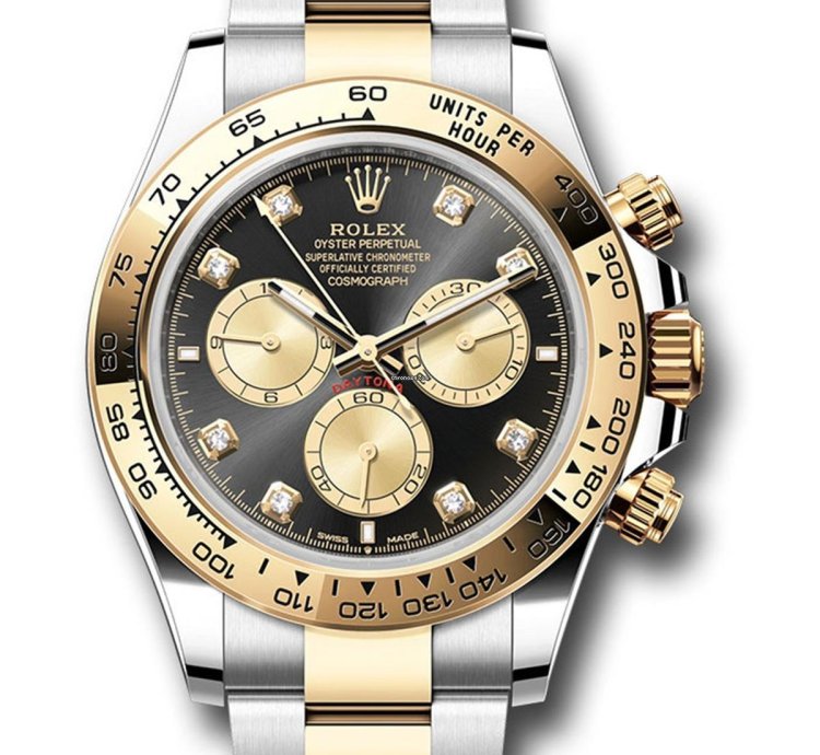 Rolex Daytona New Daytona 126503 Black Diamond Dial Two Tone Yellow Gold Stainless Steel