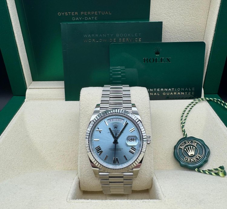 Rolex Day-date 40 Platinum Ice Blue Dial Unworn