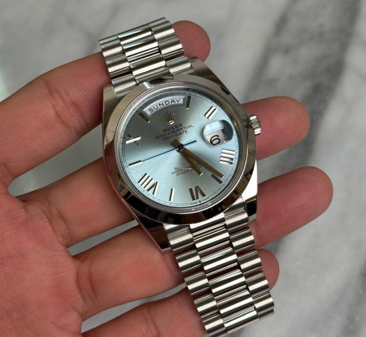 Rolex Day-date 40 Platinum Ice Blue Roman