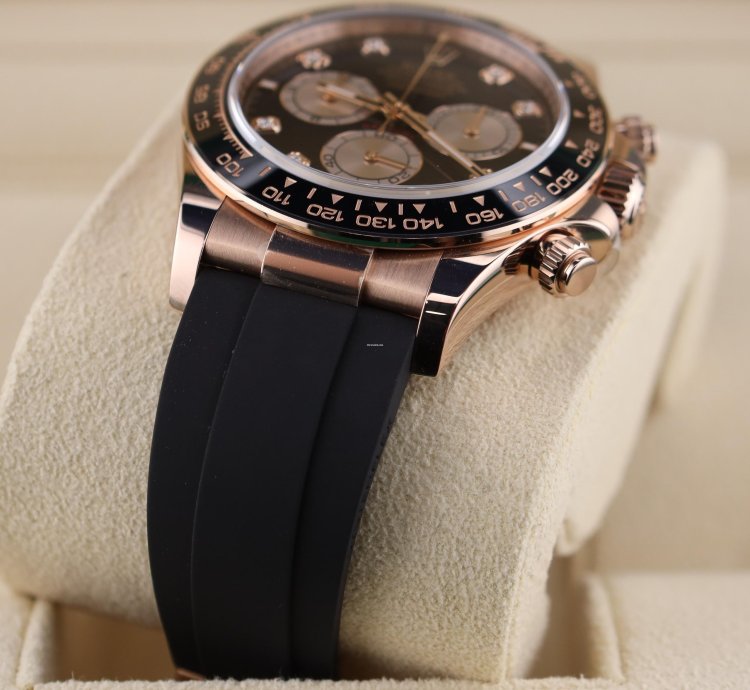 Rolex Daytona New Daytona Black Diamond Dial Pink Subdials Rose Gold Oysterflex 126515ln