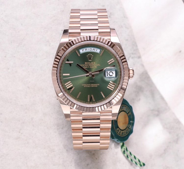 Rolex Day-date 40 President 18k Rose Gold Olive Roman Green Unworn 2025