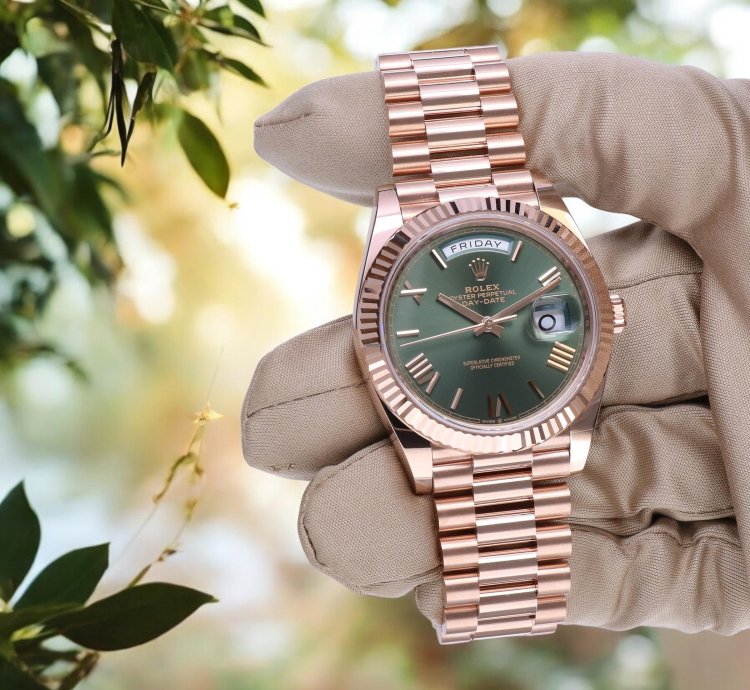 Rolex Day-date 40 President 18k Rose Gold Olive Roman Green Unworn 2025