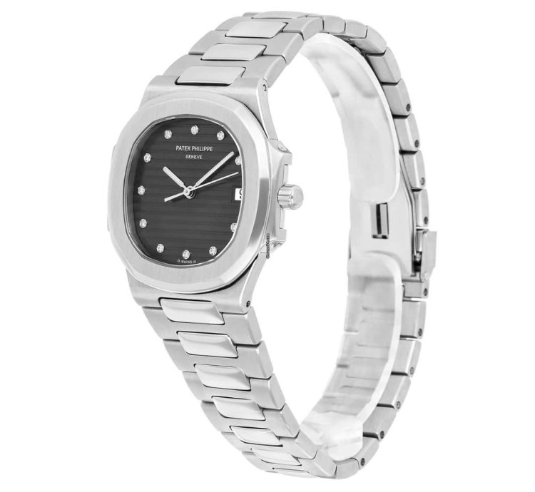 Patek Philippe Nautilus Quartz 33mm Black Dial Stainless Steel Watch 3900 1 Box And Papers