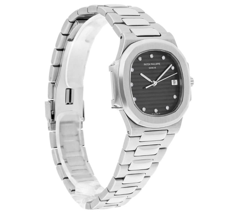 Patek Philippe Nautilus Quartz 33mm Black Dial Stainless Steel Watch 3900 1 Box And Papers