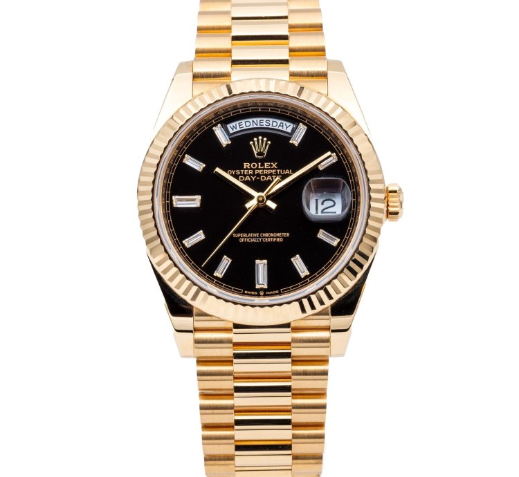 Rolex Day-date 40 President 228238 Yellow Gold Black Baguette Dial