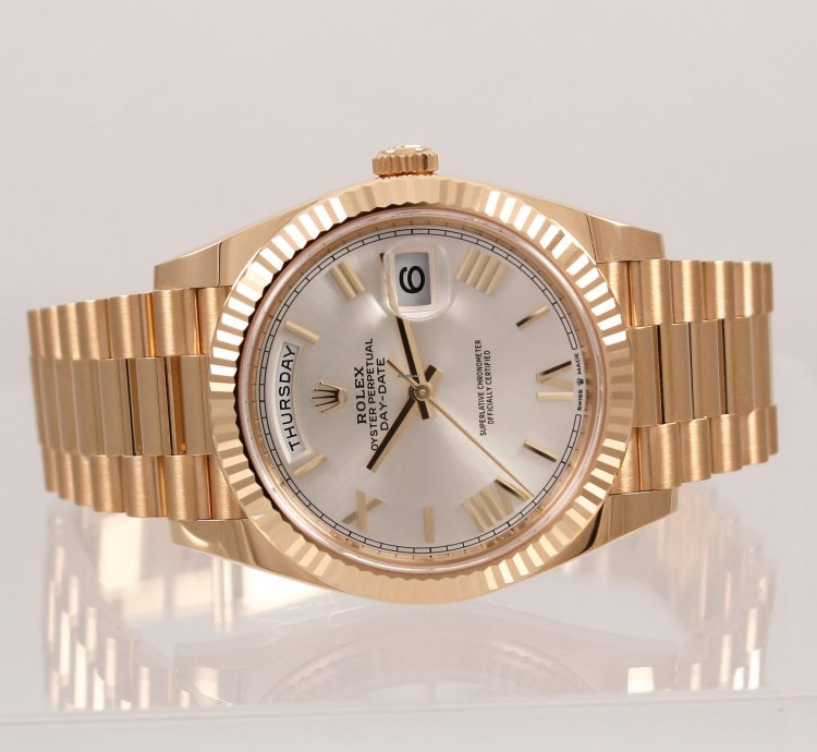 Rolex Day-date 40 President 228238 Yellow Gold Silver Dial Full Set New 2022