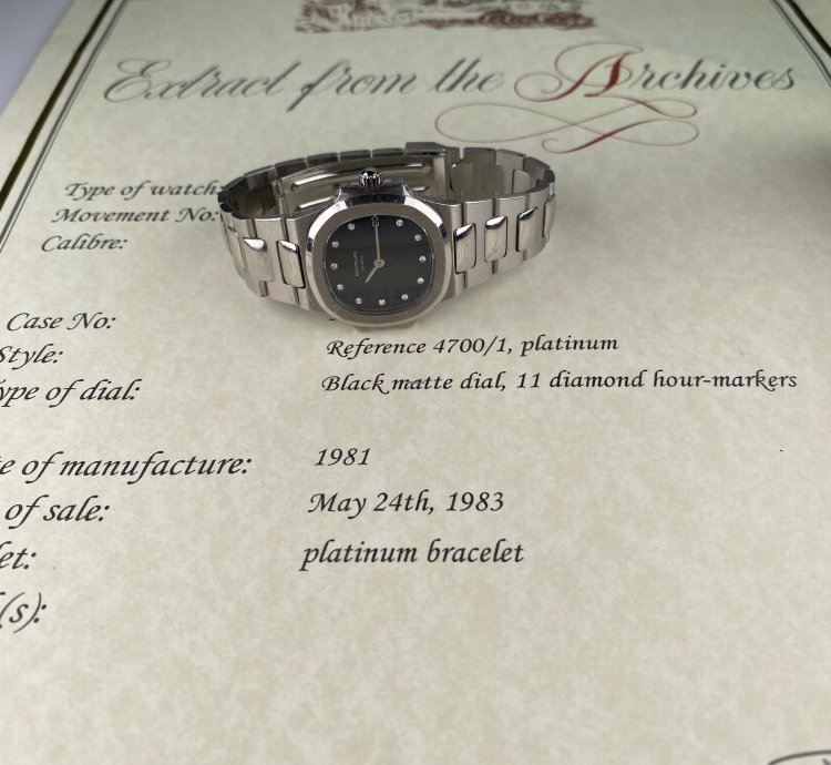 Patek Philippe Nautilus Rare Platinum Patek Philippe Nautilus 4700 1p Ladies With Factory Diamond Dial
