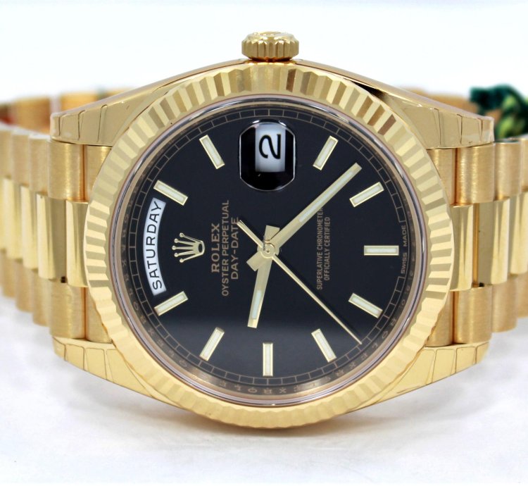 Rolex Day-date 40 President Day-date 228238 18k Gold Black Diagonal Motif Unworn