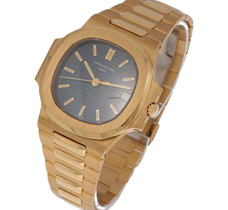 Patek Philippe Nautilus Ref 3800 001 Gold 18k 37mm Black Dial Full Set 1998