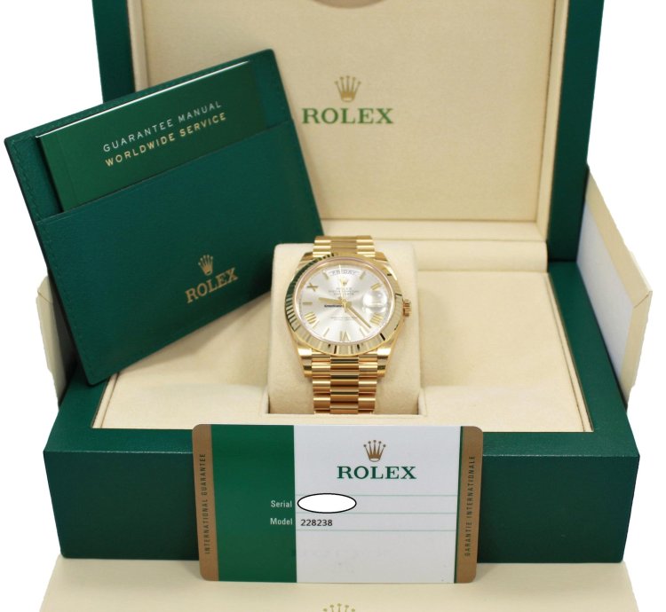 Rolex Day-date 40 President Day-date 228238 18k Yellow Gold Silver Roman Dial