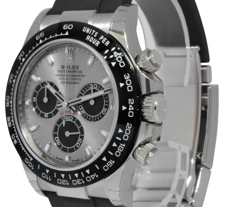 Rolex Daytona New Rolex Daytona Chronograph 18k Wg Grey Dial Oysterflex Watch 23 116519