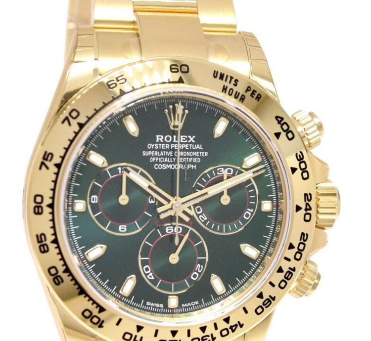 Rolex Daytona New Rolex Daytona Chronograph 18k Yg Green Dial Mens Watch 22 116508