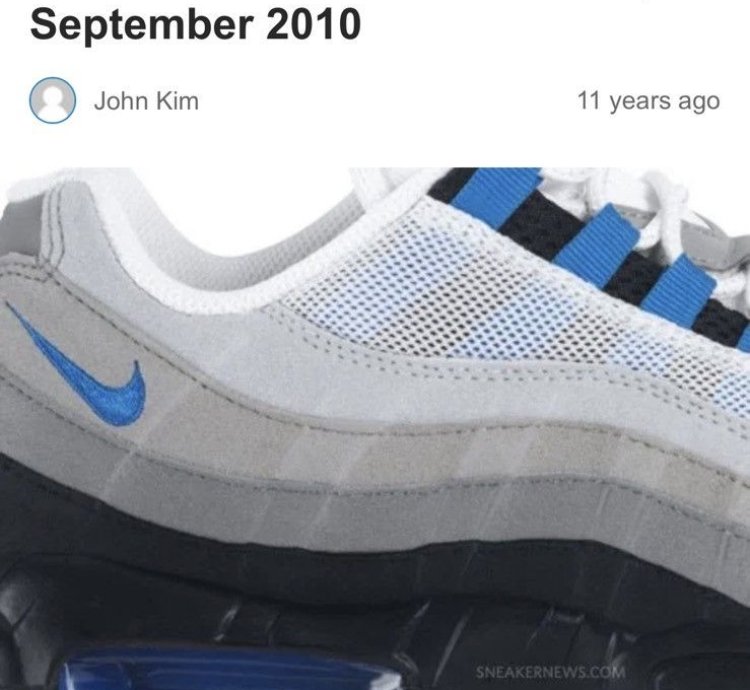 2010 Nike Air Max 95 Photo Blue Size 9 5