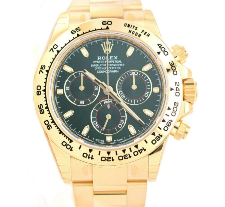 Rolex Daytona New Rolex Daytona Chronograph 18k Yg Green Dial Mens Watch 22 116508
