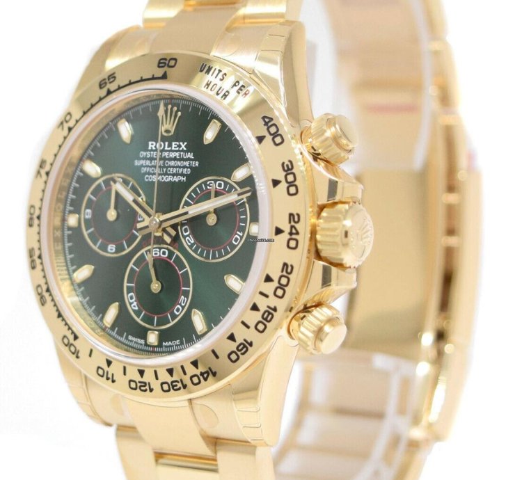 Rolex Daytona New Rolex Daytona Chronograph 18k Yg Green Dial Mens Watch 22 116508