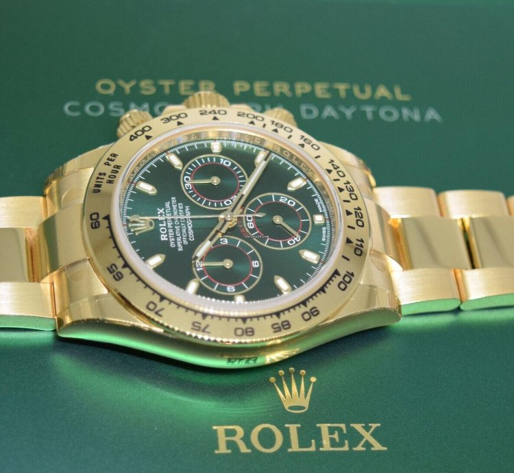 Rolex Daytona New Rolex Daytona Chronograph 18k Yg Green Dial Mens Watch 22 116508