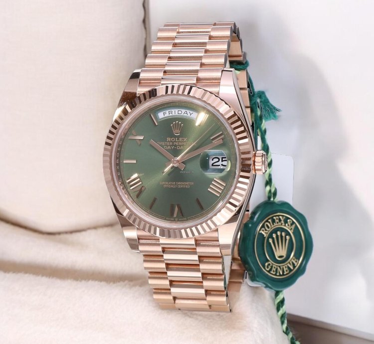 Rolex Day-date 40 President Rose Gold Olive Roman Green 18 Krt Unworn 2025