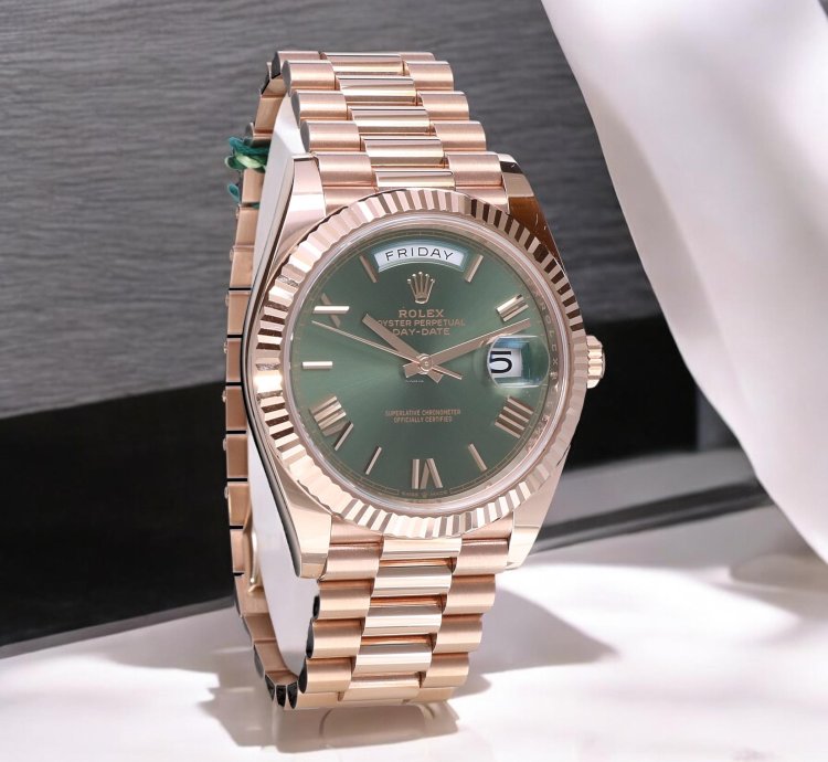 Rolex Day-date 40 President Rose Gold Olive Roman Green 18 Krt Unworn 2025