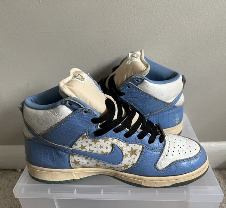 2003 Supreme Nike Sb Dunk High Blue Stars Size 9 307385141