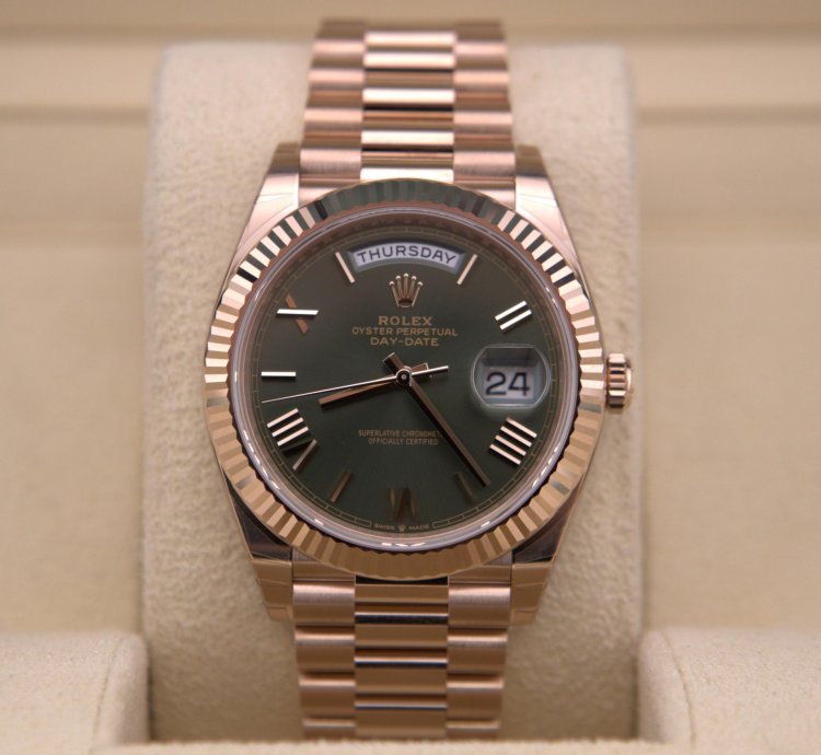 Rolex Day-date 40 Presidential Olive Rose Gold 228235 New Unworn Full Set