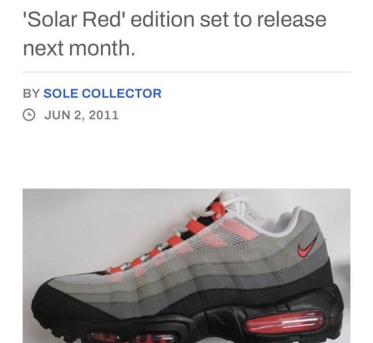 2011 Nike Air Max 95 Solar Red Size 9