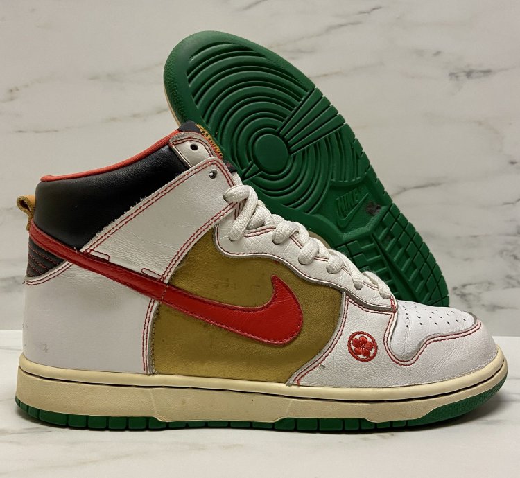 2007 Nike Sb Dunk High Pro Money Cat White Gold Green