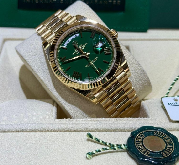 Rolex Day-date 40 Rare Arabic Lettered Yellow Gold Green Dial Day-date 40