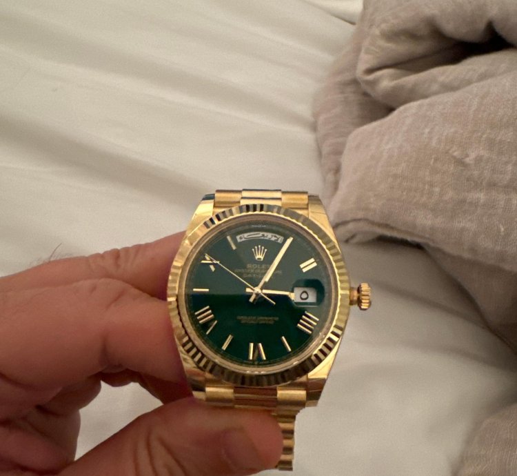 Rolex Day-date 40 Rare Arabic Lettered Yellow Gold Green Dial Day-date 40