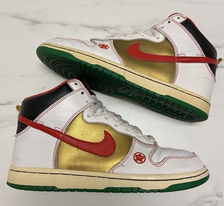 2007 Nike Sb Dunk High Pro Money Cat White Gold Green