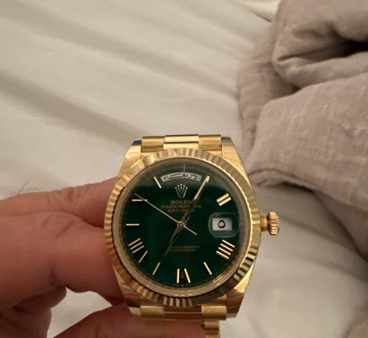 Rolex Day-date 40 Rare Arabic Lettered Yellow Gold Green Dial Day-date 40
