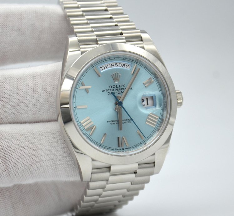 Rolex Day-date 40 Ref 228206 Platinum With Ice Blue Dial 40mm