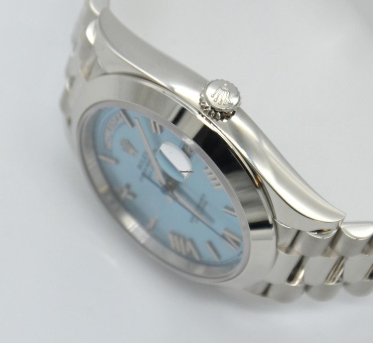 Rolex Day-date 40 Ref 228206 Platinum With Ice Blue Dial 40mm