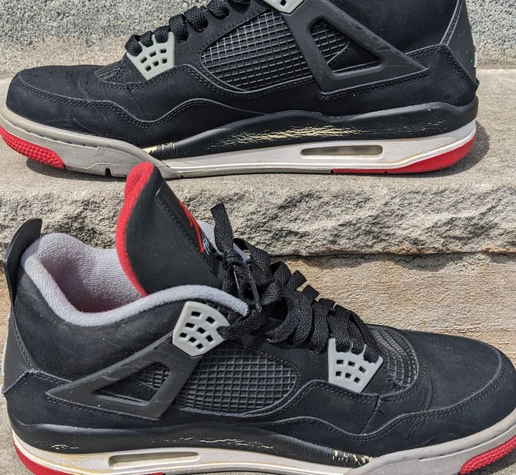 2012 Air Jordan 4 Retro Bred Black Red 308497-089 Size 13