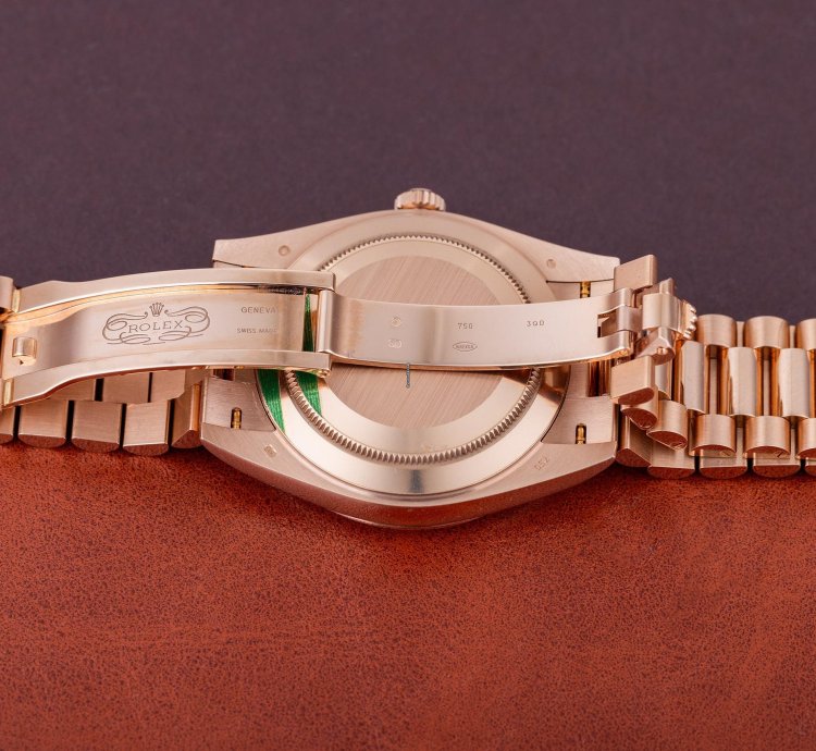 Rolex Day-date 40 Ref 228235 Chocolate Brown Motif Dial 18k Rose Gold 2019 Box And Papers
