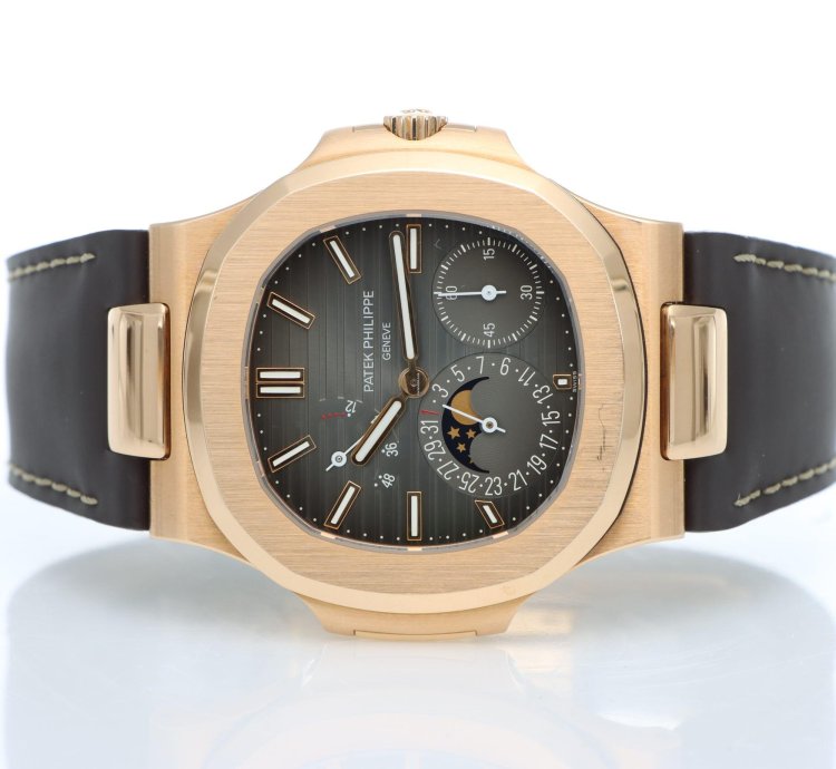 Patek Philippe Nautilus Ref 5712 1r-001 Rose Gold Brown Dial Full Set Year 2014 Excellent Conditions