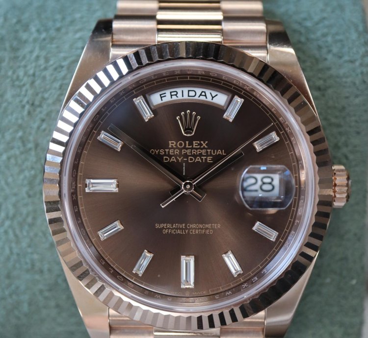 Rolex Day-date 40 Rg Choco Baguette Used 2023