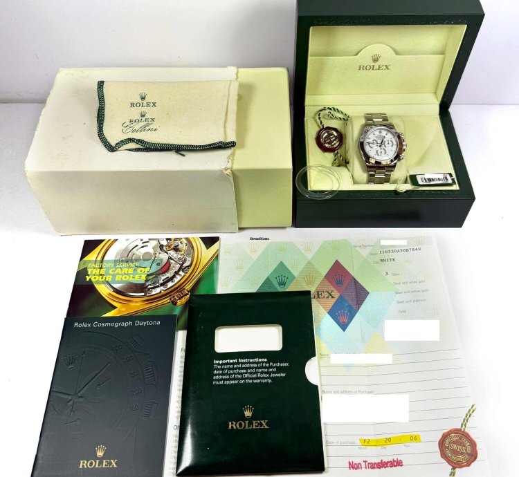 Rolex Daytona Nos 2006 Rolex Daytona 116520 40mm White Dial Box Papers Stickersdaytona