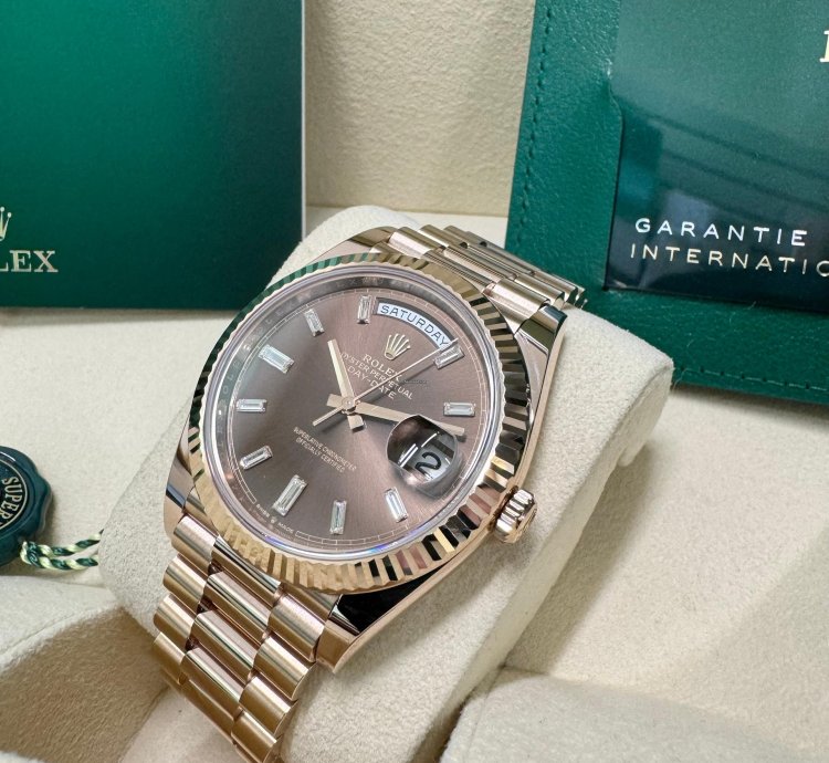 Rolex Day-date 40 Rose Gold Chocolate Baguette Dial 2023